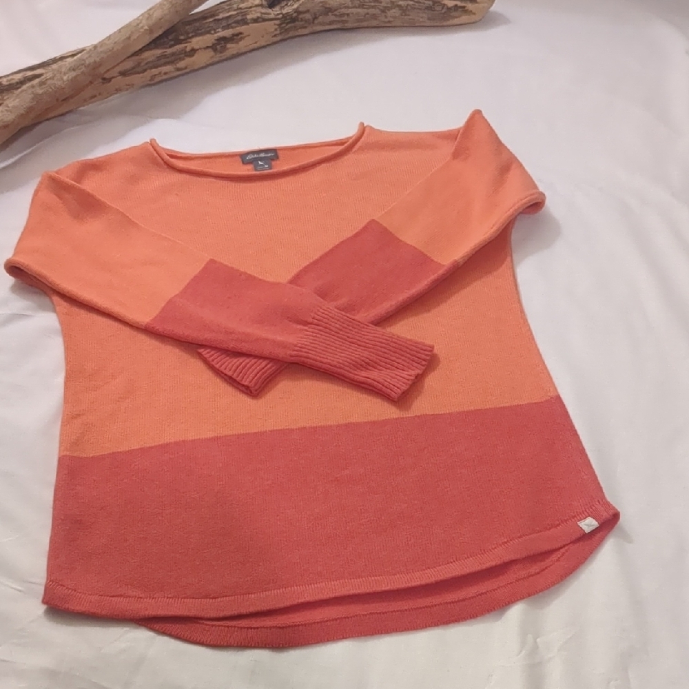 Orange and Red Color Block Sweater